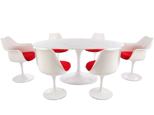 Tavolo ovale Saarinen con 6 sedie